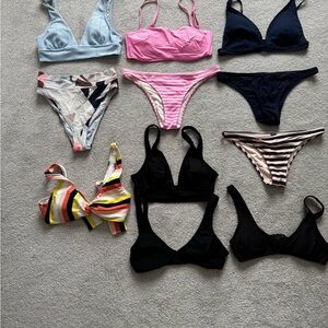 Abercrombie & Fitch + Aerie  Bikini Set - Pink, Black, Blue